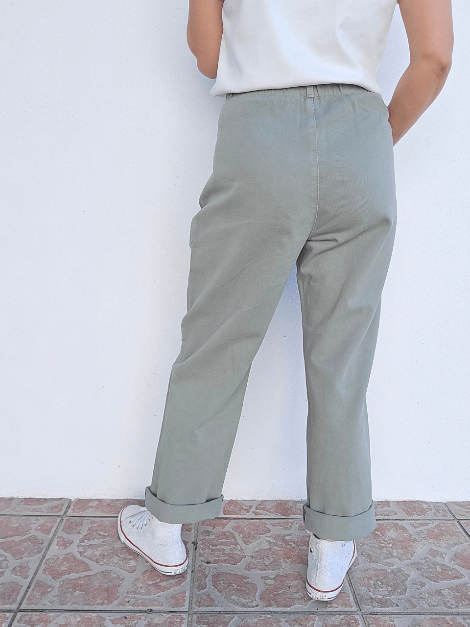 Jean mom femme taille haute vert sauge – Oraije