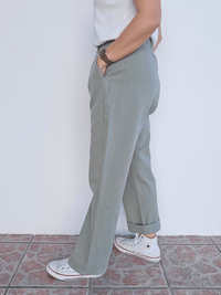 Jean mom femme taille haute vert sauge – Oraije