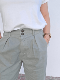 Jean mom femme taille haute vert sauge – Oraije