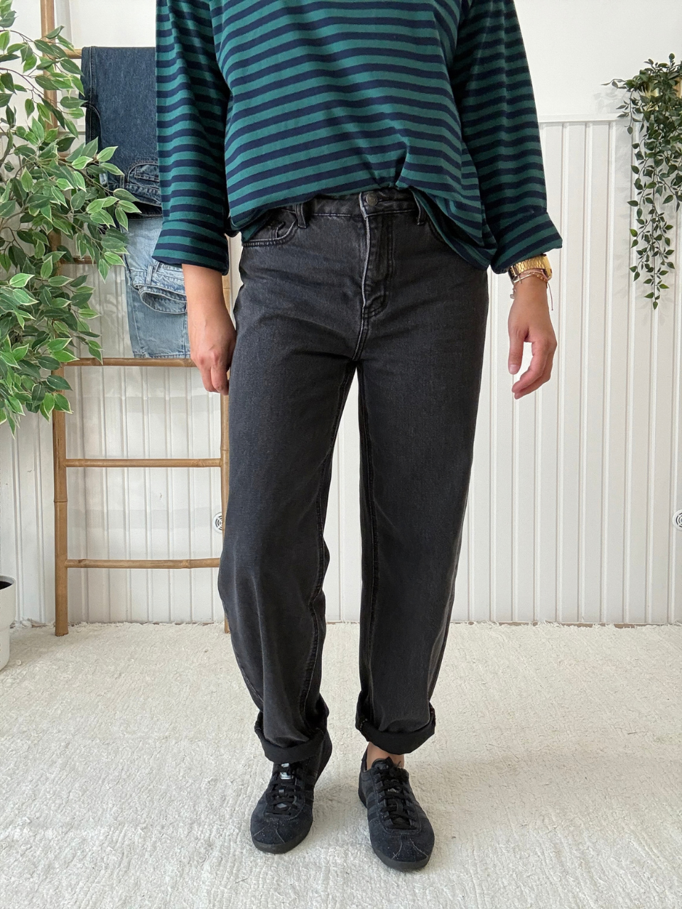 Jean barrel gris foncé - Oraije