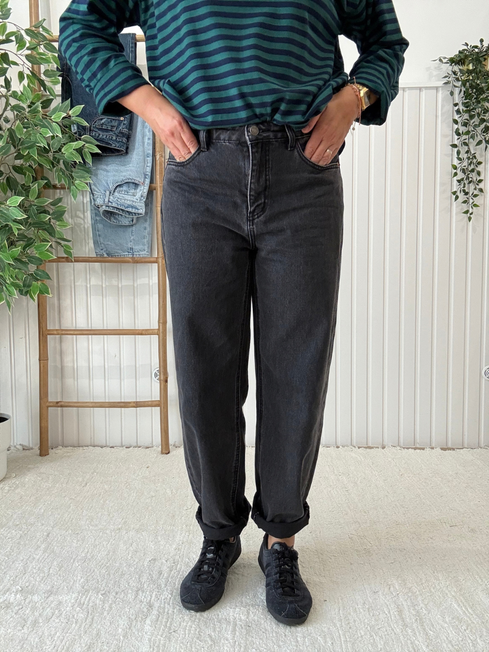 Jean barrel gris foncé - Oraije