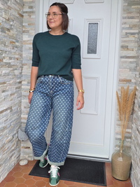 Look jean barrel à pois