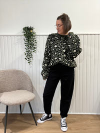 Look Jean barrel noir pull léopard