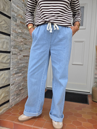 Jean large taille élastique femme