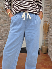 Jean large taille élastique femme