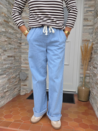 Jean large taille élastique femme