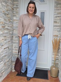 Jean large taille élastique femme