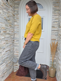 Look femme automne gris et jaune