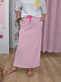 Jupe longue rayée fuchsia