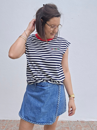 Look jupe short  bleu femme été tendance
