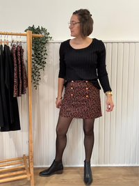 Jupe courte chic cuivrée Mellinette – Création artisanale française