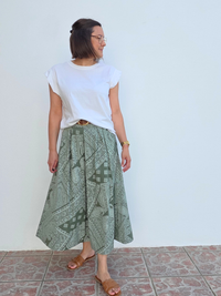 Jupe longue en coton imprimé bandana avec ceinture – Taille unique 36 à 40