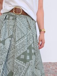 Jupe longue en coton imprimé bandana avec ceinture – Taille unique 36 à 40