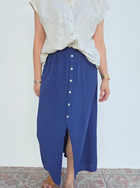 Jupe longue gaze de coton marine 