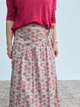 Jupe longue imprimé tournesol avec foulard assorti – fond écru ou rose