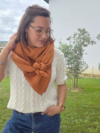 Maxi foulard gaze de coton camel