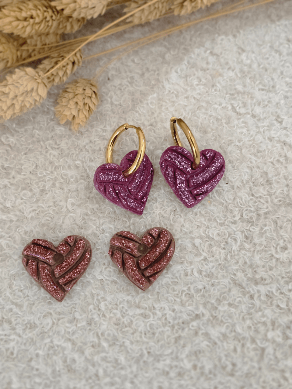 Pampilles cœur glitter artisanales – Petit Trésor