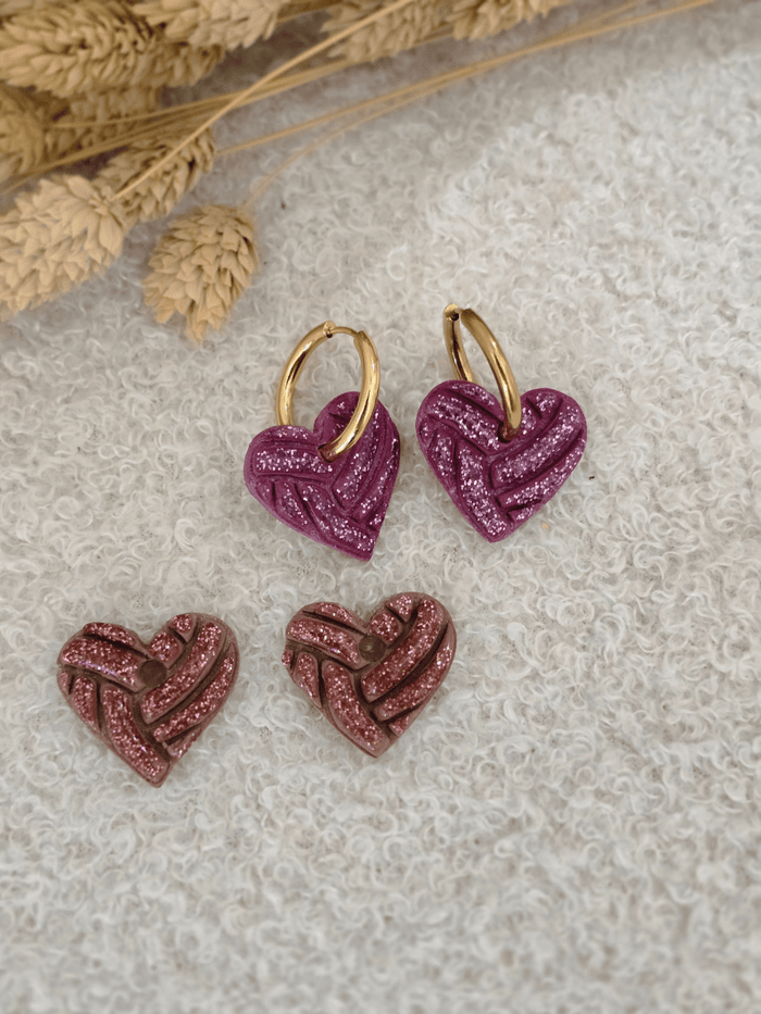 Pampilles cœur glitter artisanales – Petit Trésor