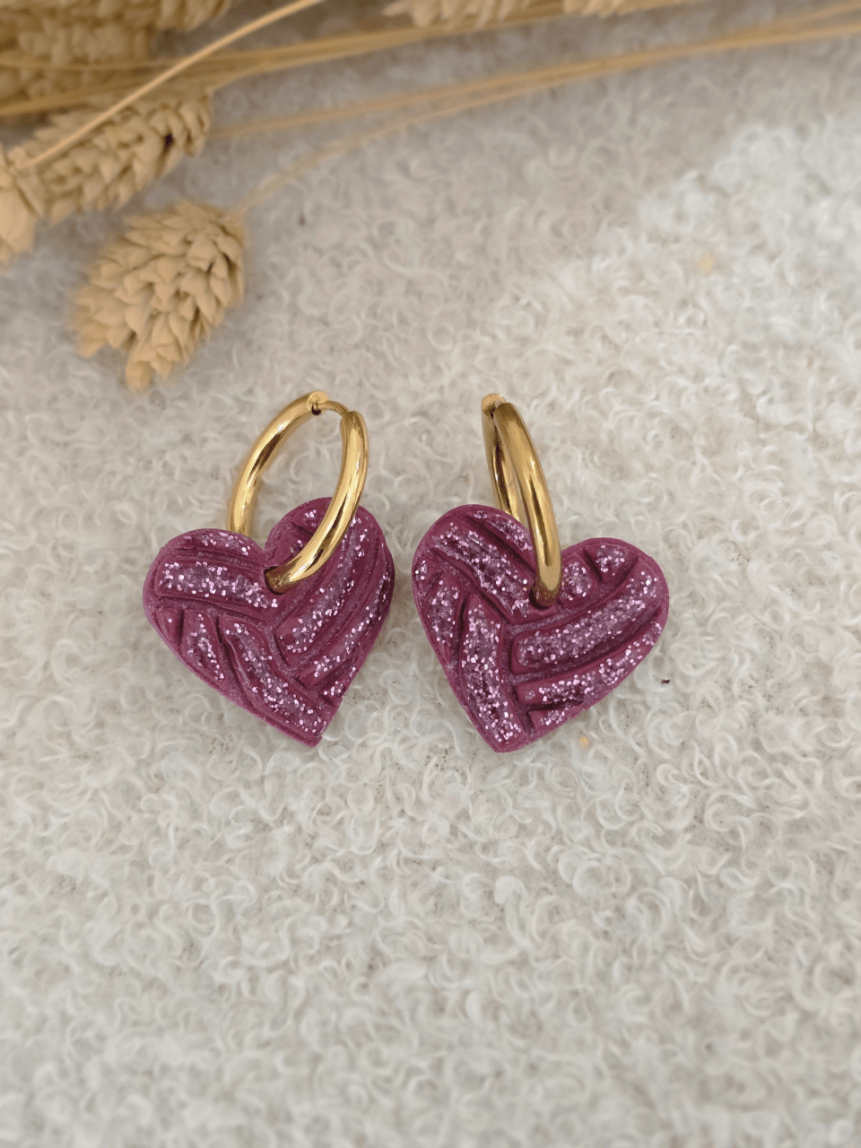 Pampilles cœur glitter artisanales – Petit Trésor
