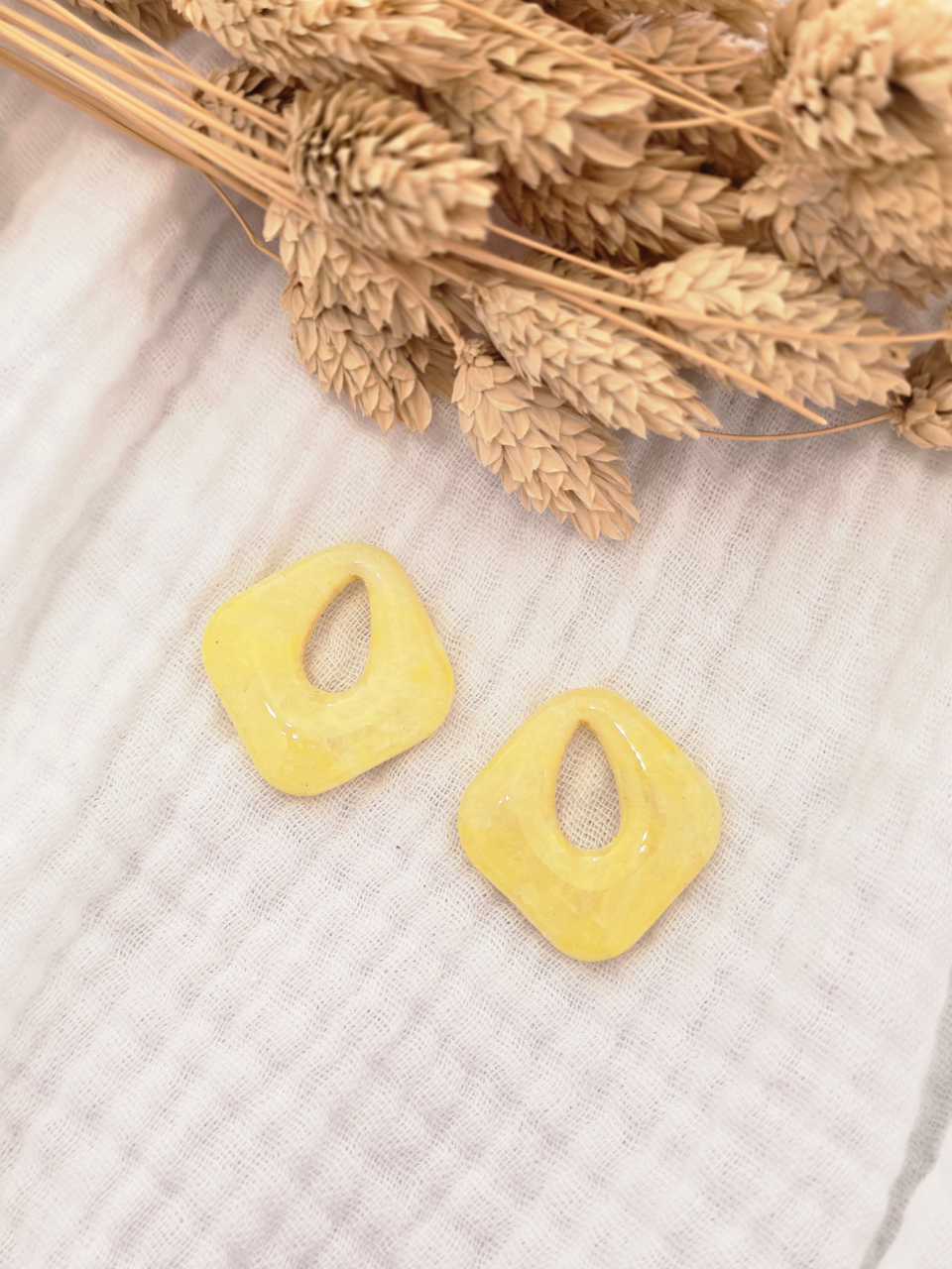 Pampilles boucles d’oreilles carrées – Création artisanale française | Petit Trésor