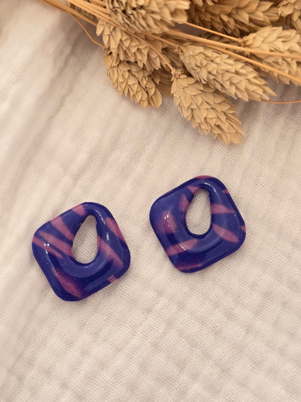 Pampilles boucles d’oreilles carrées – Création artisanale française | Petit Trésor