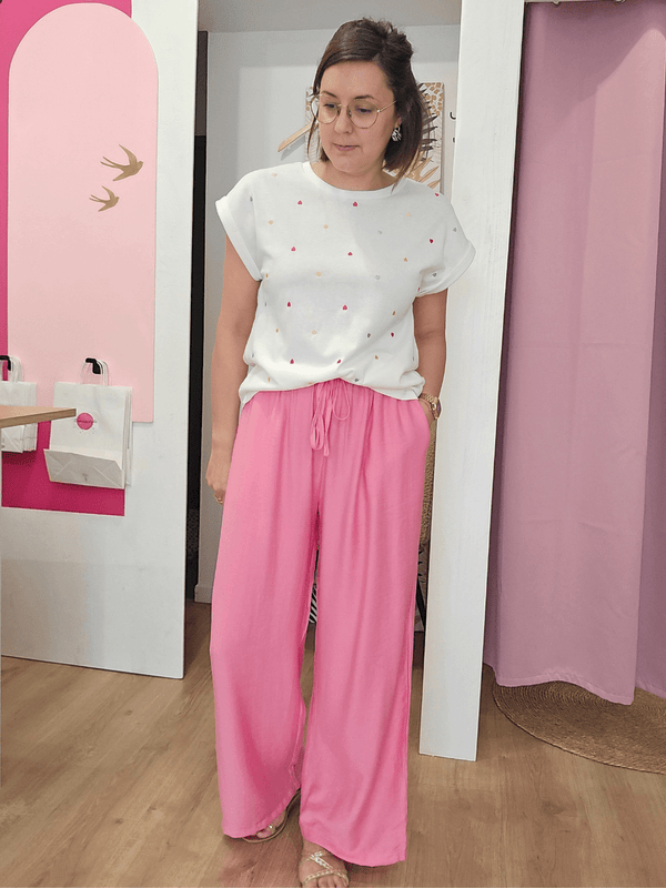 Pantalon fluide rose