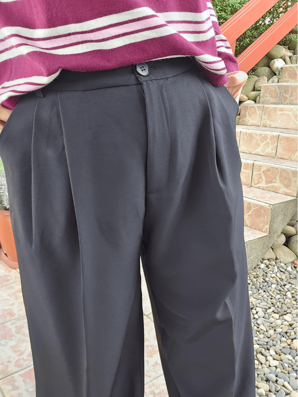 Pantalon noir large taille haute