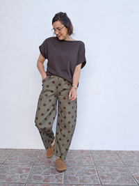 Pantalon barrel kaki pois marron