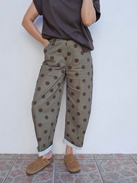 Pantalon barrel kaki pois marron