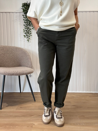 Jean barrel kaki femme strech