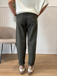 Jean barrel kaki femme strech