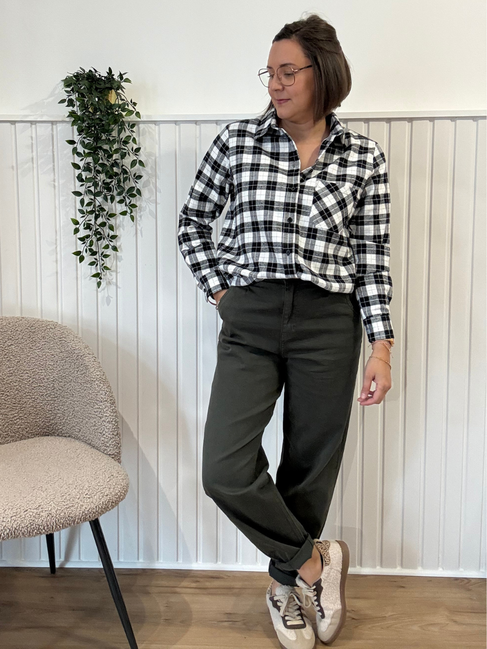 Jean barrel kaki femme strech