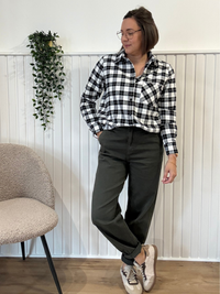 Jean barrel kaki femme strech