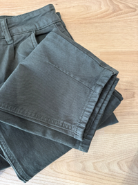 Jean barrel kaki femme strech