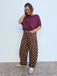 Look jean barrel à pois