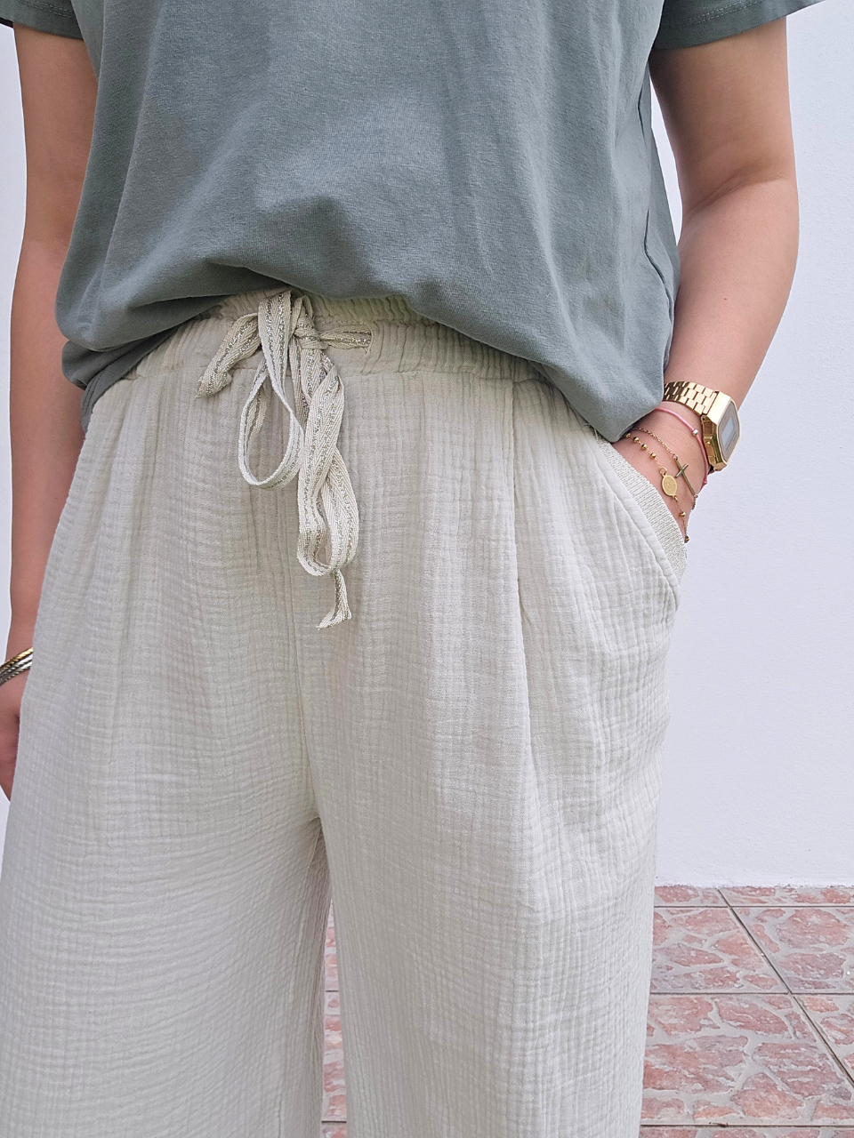 Pantalon gaze de coton été femme