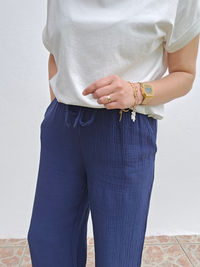 Pantalon gaze de coton – marine