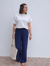 Pantalon gaze de coton – marine