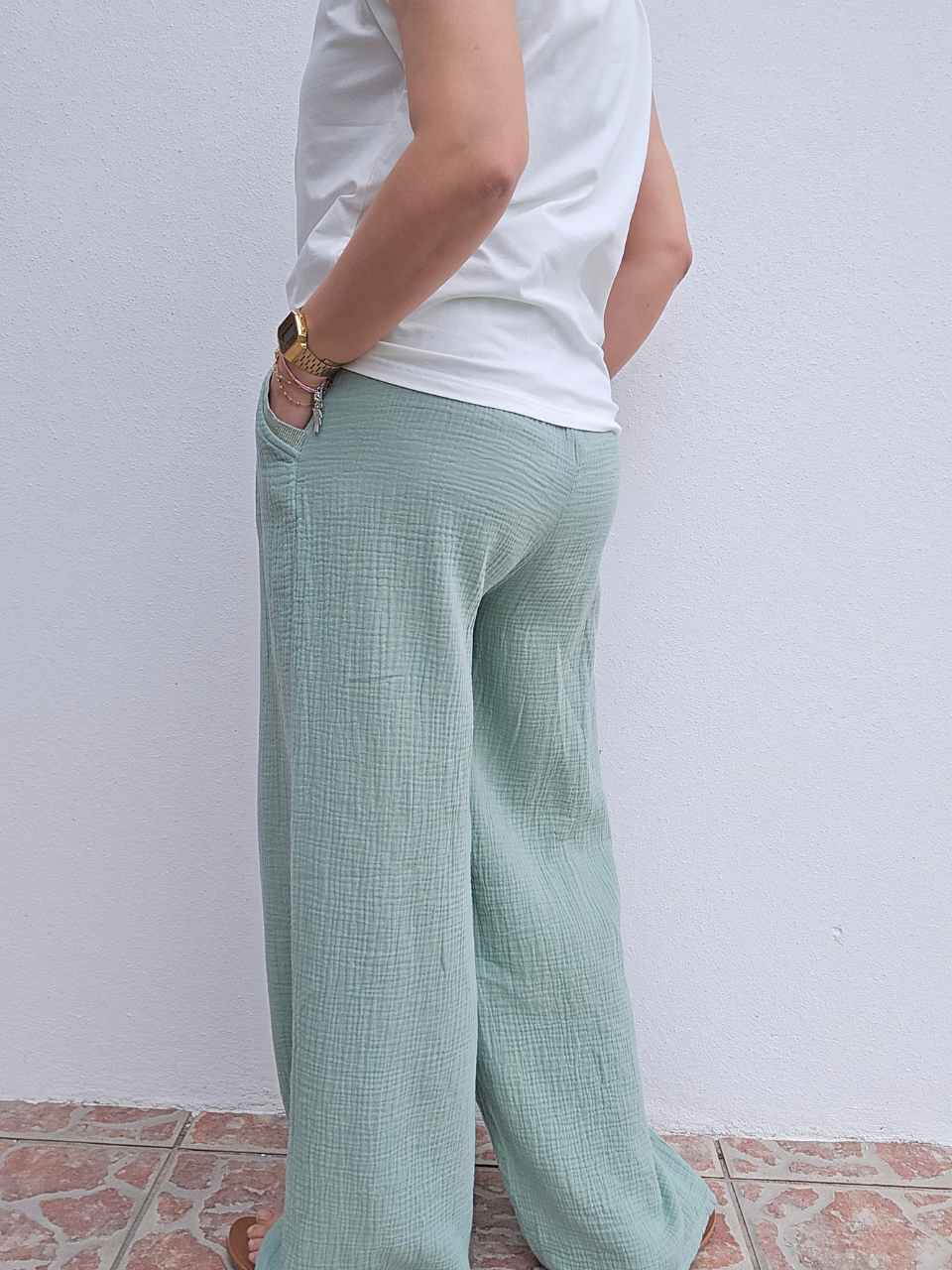 Pantalon vert d'eau Hasparren