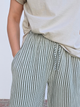 Pantalon rayé kaki gaze de coton