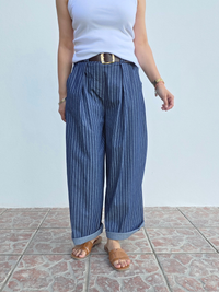 Pantalon barrel rayé 