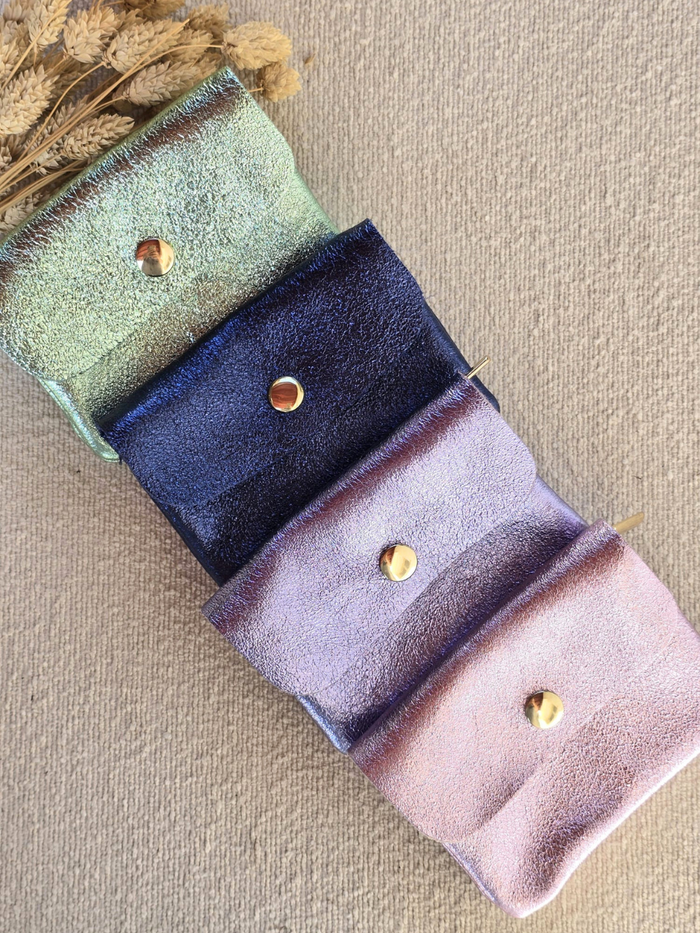 Petit porte-monnaie en cuir irisé