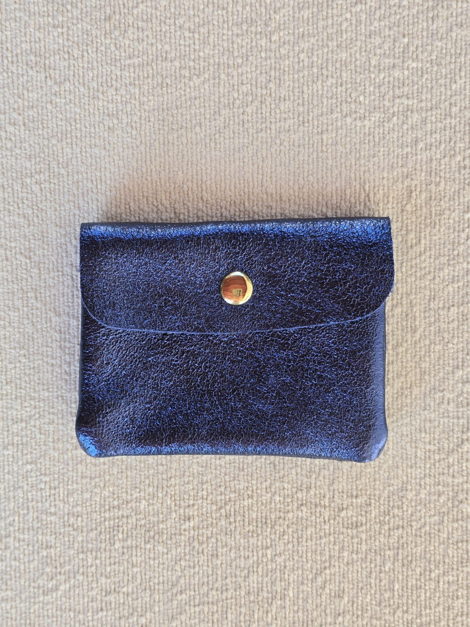 Petit porte-monnaie en cuir irisé marine
