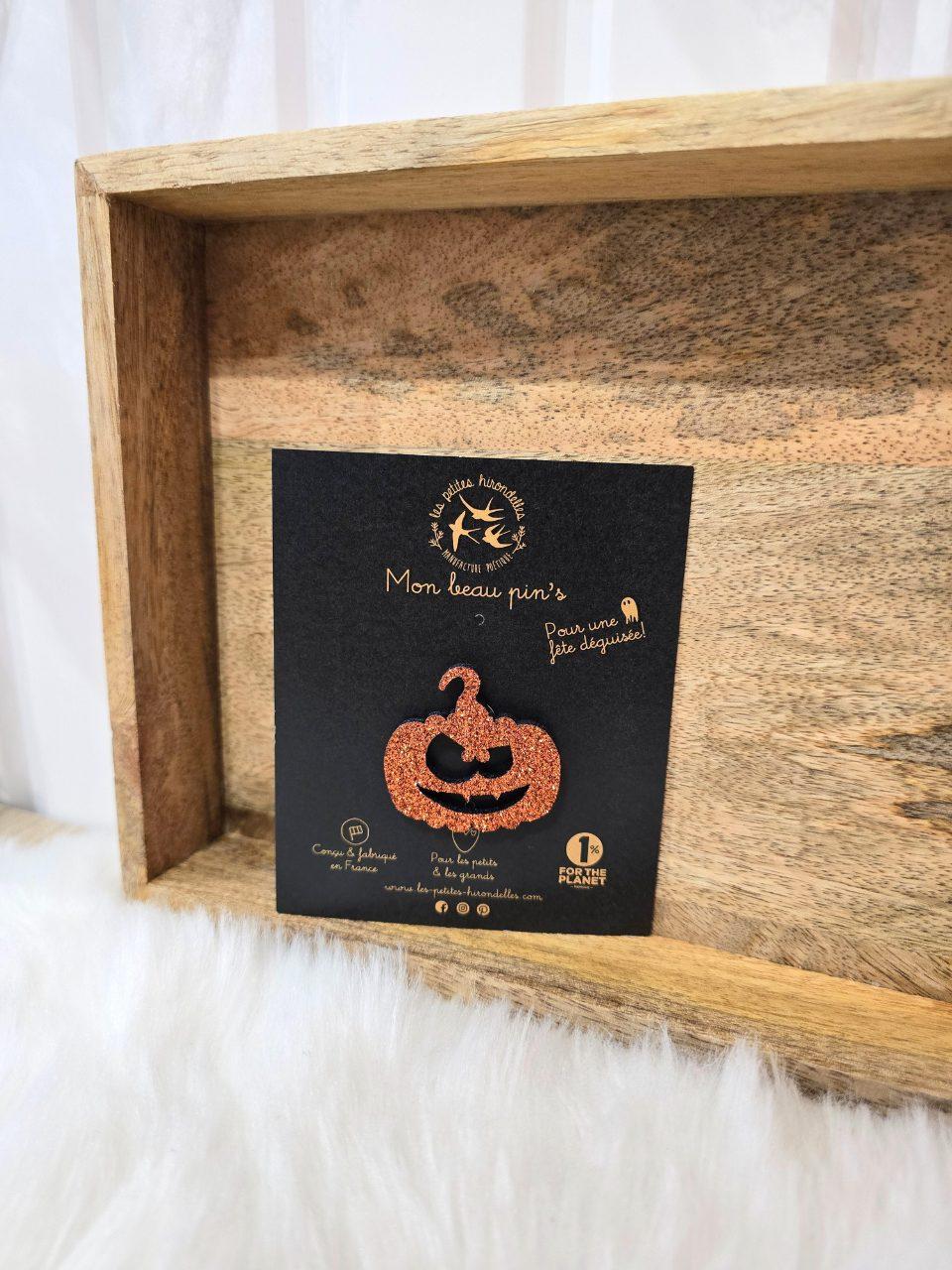 Pin's Halloween en feutrine pailletée – Fabrication française