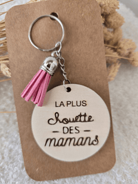 Porte-clés « La plus chouette des mamans » en bois
