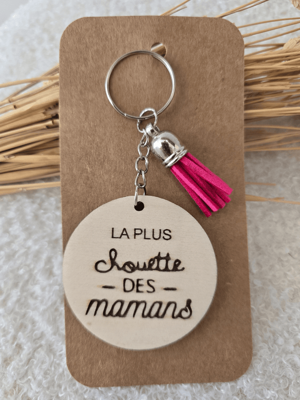 Porte-clés « La plus chouette des mamans » en bois