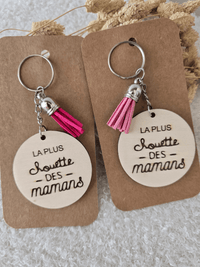 Porte-clés « La plus chouette des mamans » en bois
