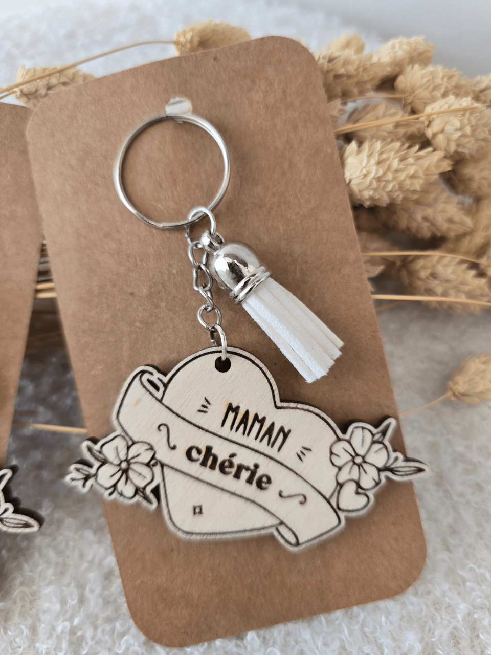 Porte-clés « Maman Chérie » en bois