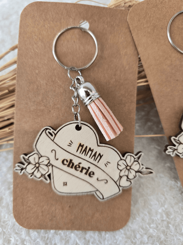 Porte-clés « Maman Chérie » en bois