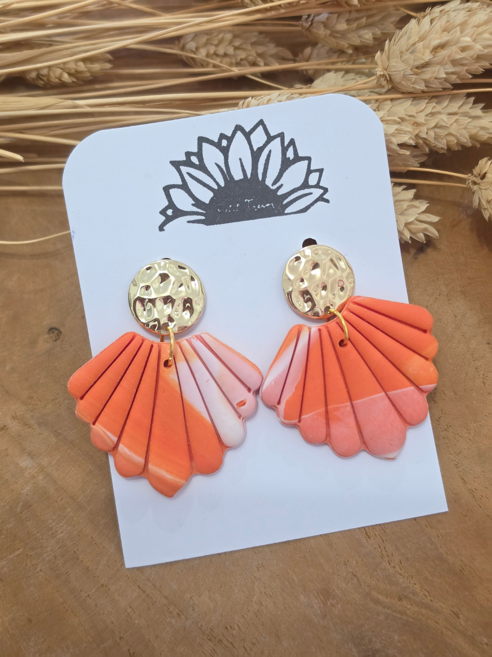 Boucles d'oreilles coquillage artisanales en argile polymère – Petit Trésor